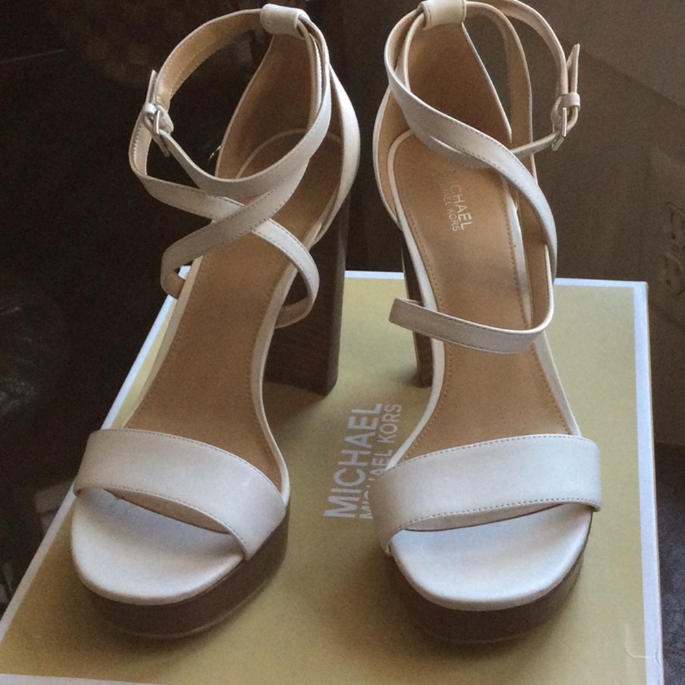 White Michael Kors chunky strapped sandals
